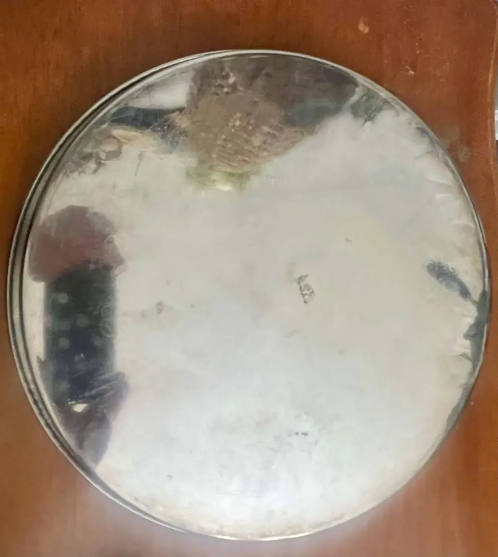 Vintage Silver Plated Serving Tray With Divided Glass Insert